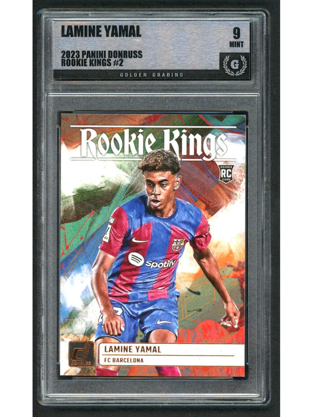 2023-24 Panini Donruss FIFA  Rookie Kings #2 Lamine Yamal (RC) Graded Mint 9